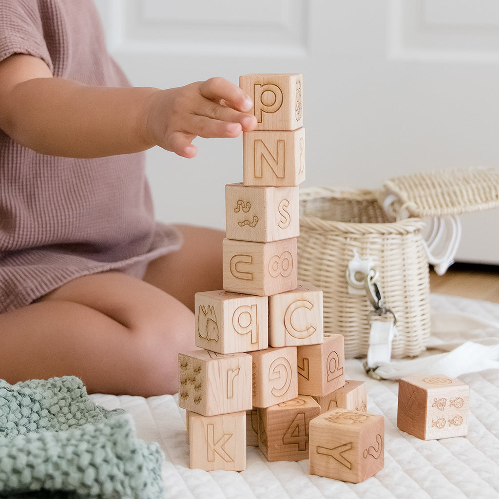 hand-drawn animal alphabet blocks global women's fund Smiling Tree Toys