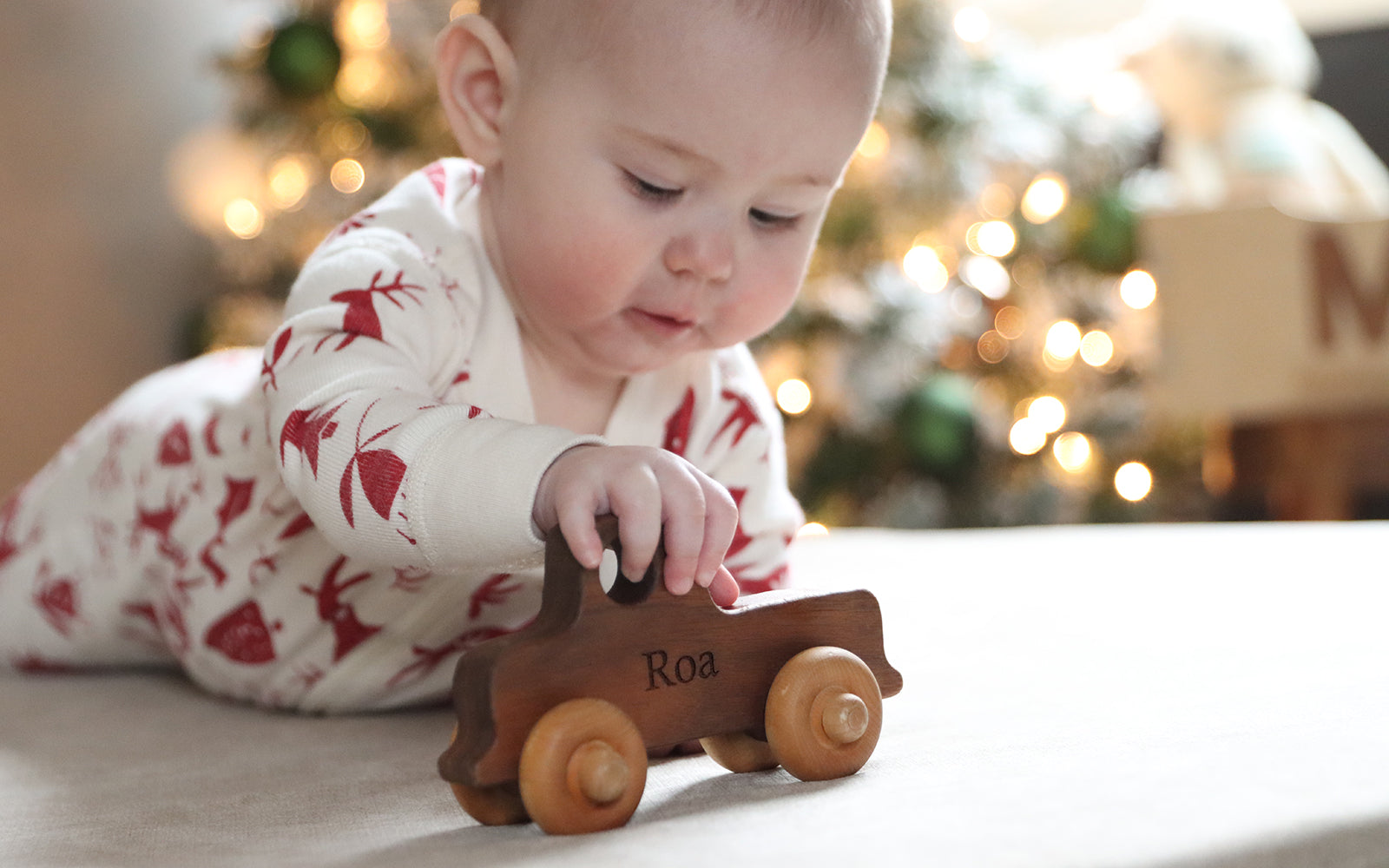 personalized toy truck stocking stuffer for baby's first Christmas Smiling Tree Toys