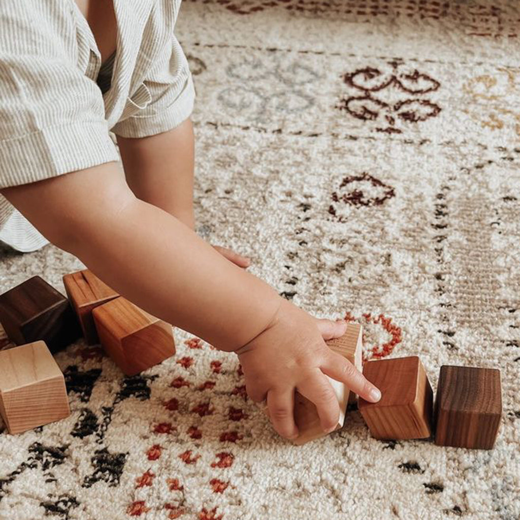 natural wooden blocks in three wood tones minimalist baby toy eco-friendly