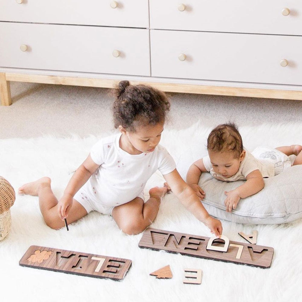 Personalized wooden name puzzle for toddlers and Baby birthday gift Smiling Tree Toys