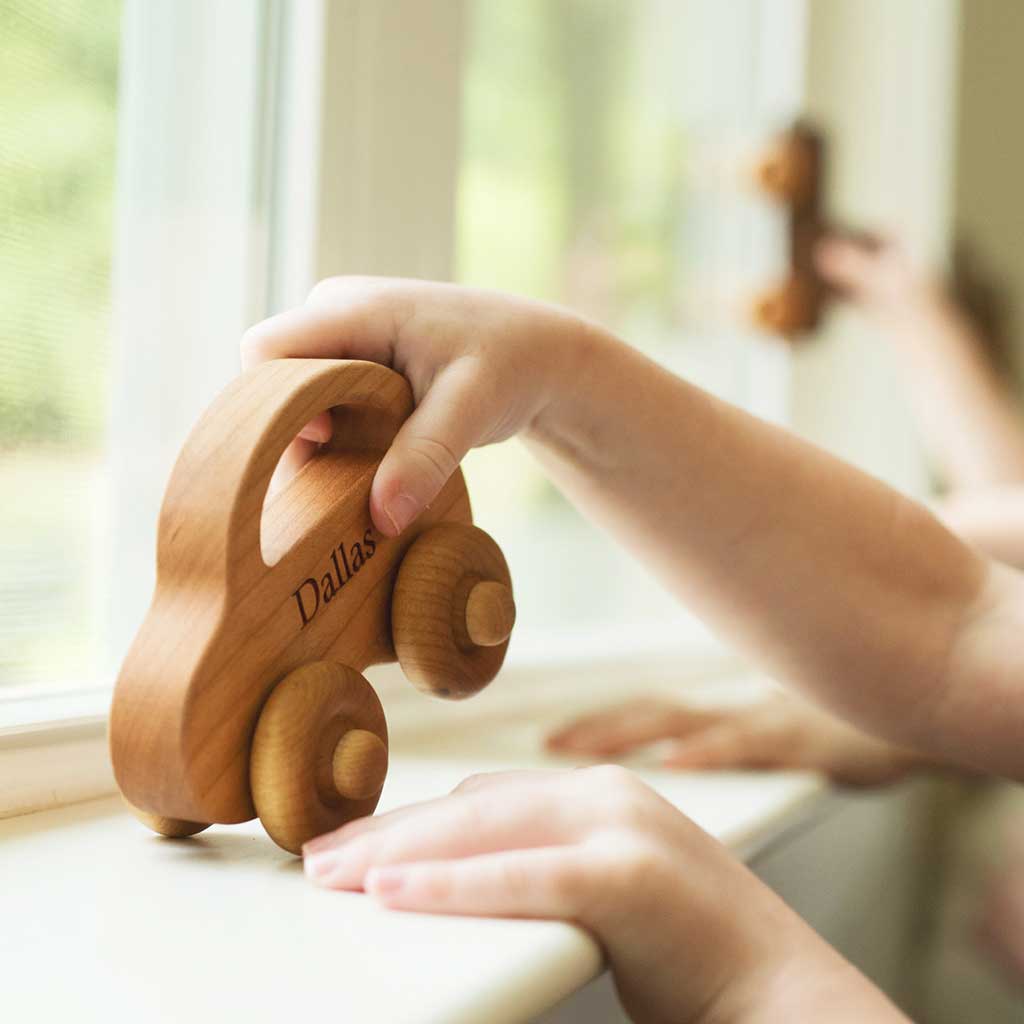 wooden toy car for girls - personalized love bug car