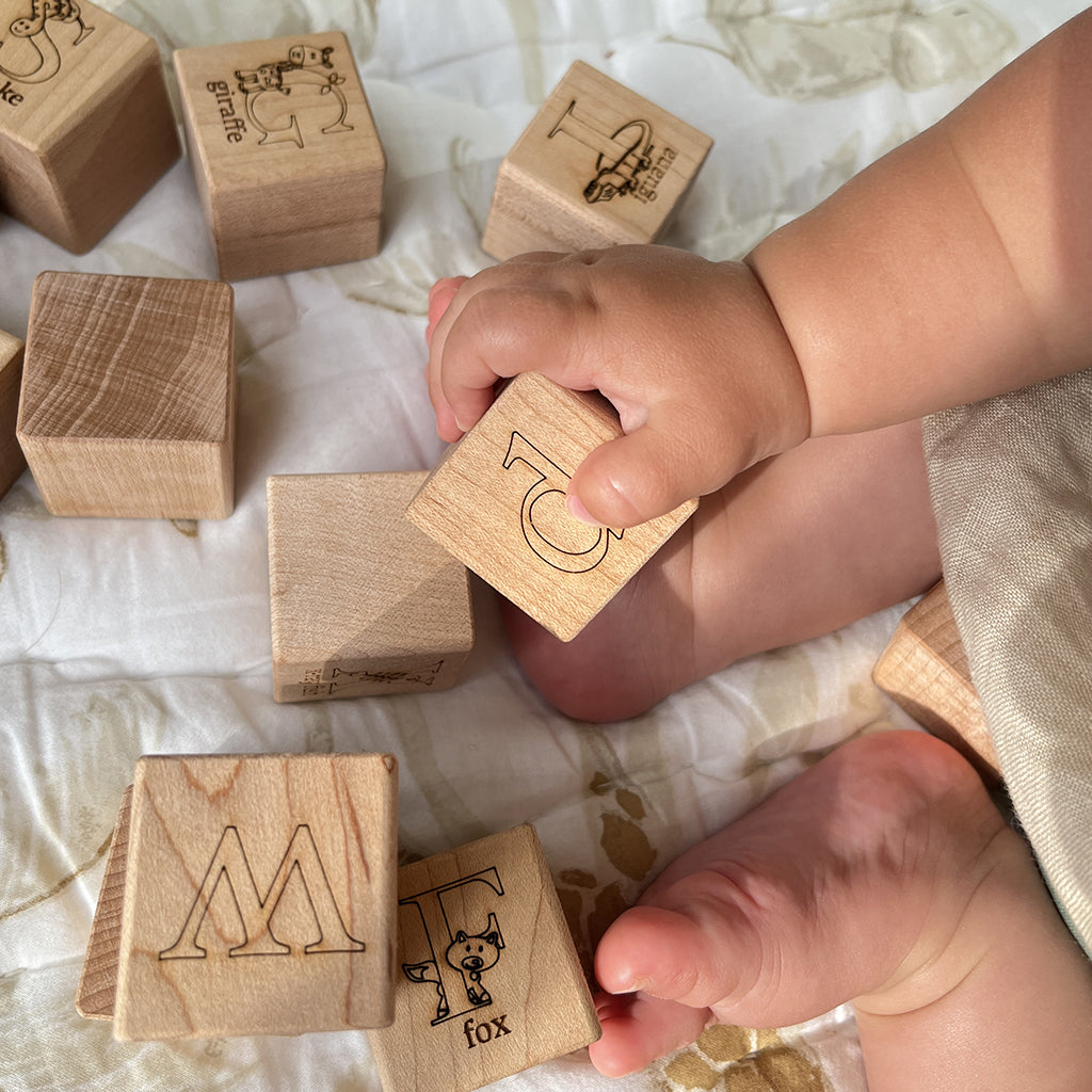 Animal Alphabet Blocks wooden block set for toddler and baby educational toys sustainable made in the USA