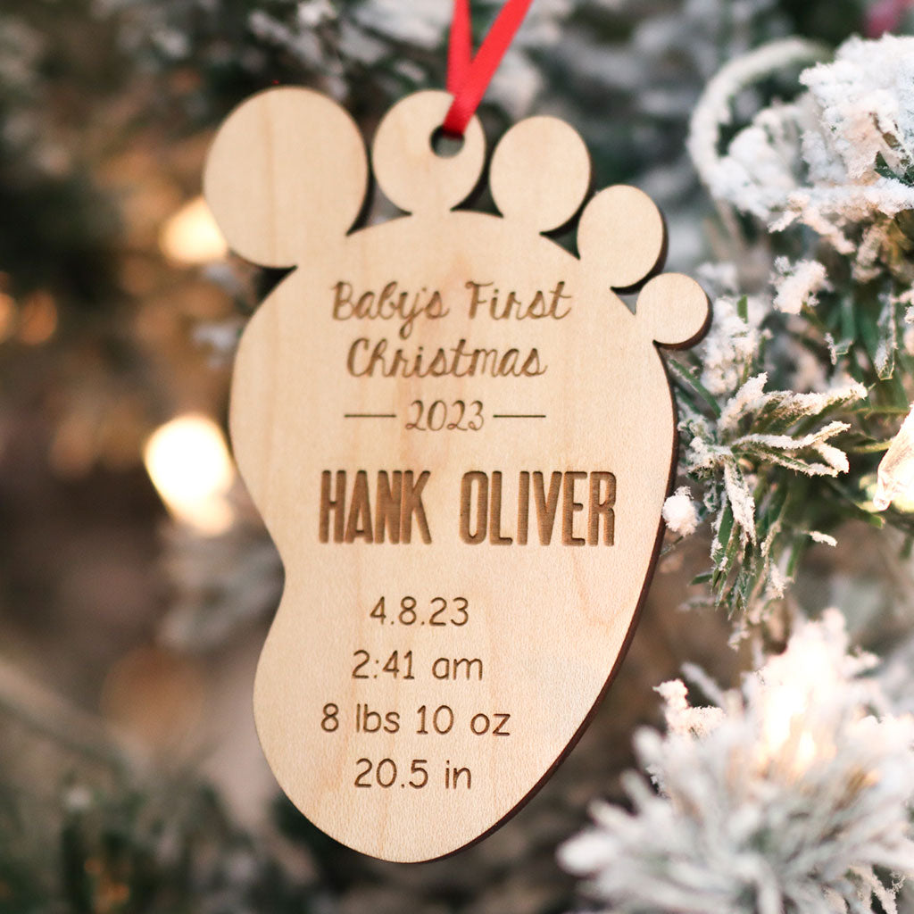 First Christmas wooden holiday ornament for baby