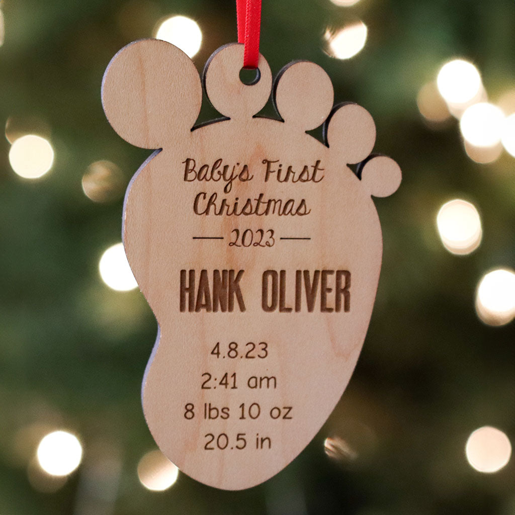 First Christmas wooden holiday ornament for baby