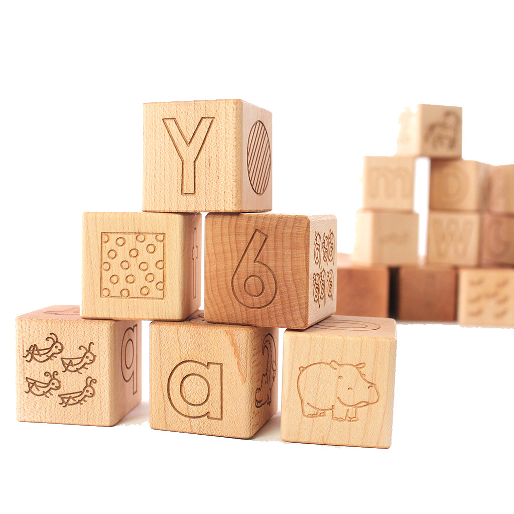 wooden baby blocks natural USA made