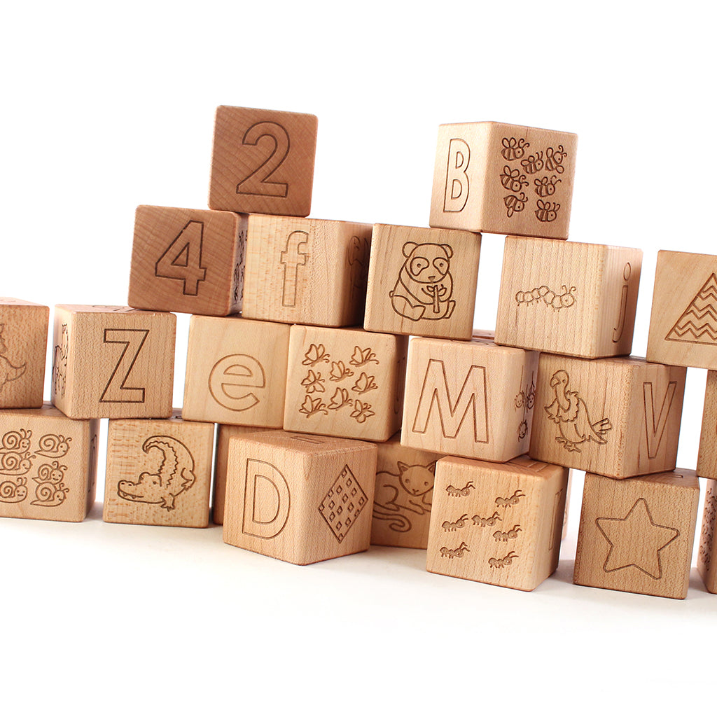 wooden baby blocks natural USA made