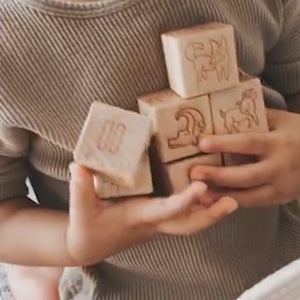 baby and toddler hand-drawn wood animal alphabet blocks Smiling Tree Toys
