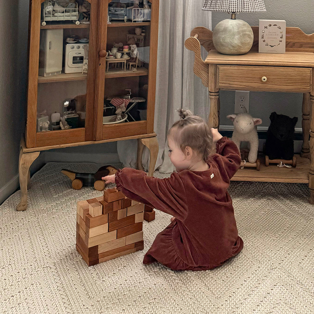 Wood Building Block Set for toddlers educational toy montessori sustainable made in the USA Smiling Tree Toys