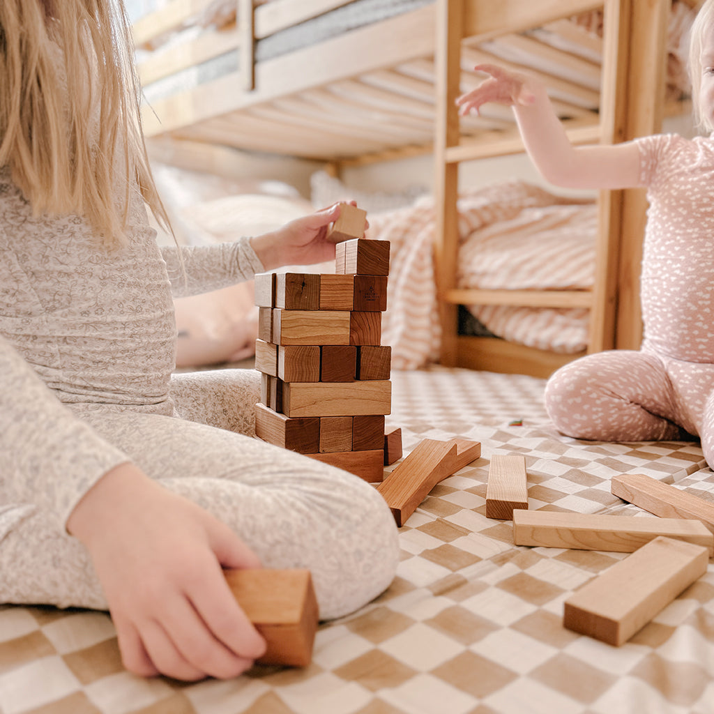 Wooden Building Block Set first birthday gift montessori play based learning toy sustainable made in the USA Smiling Tree Toys