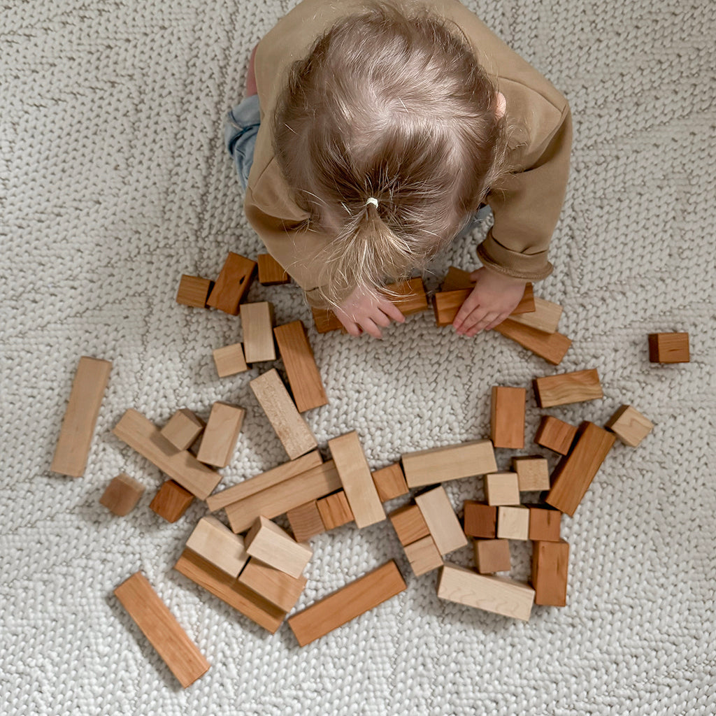 Wood Building Block Set for toddlers imagination play based learning toy sustainable made in the USA Smiling Tree Toys