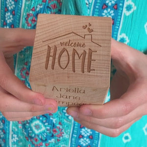 adoption gift Keepsake wood block ideas for adoption gifts for new baby child Smiling Tree Toys