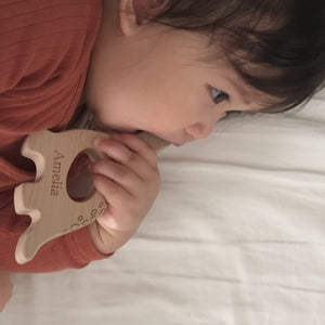 state shaped wood teether for baby unique baby gift