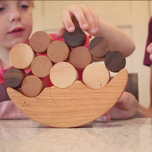 wood Smiling Moon Balancer for toddlers wooden montessori toys 
