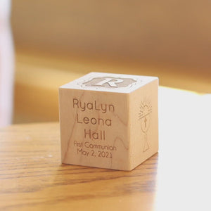 Wooden Keepsake First Communion Block Unique 1st Communion Gifts