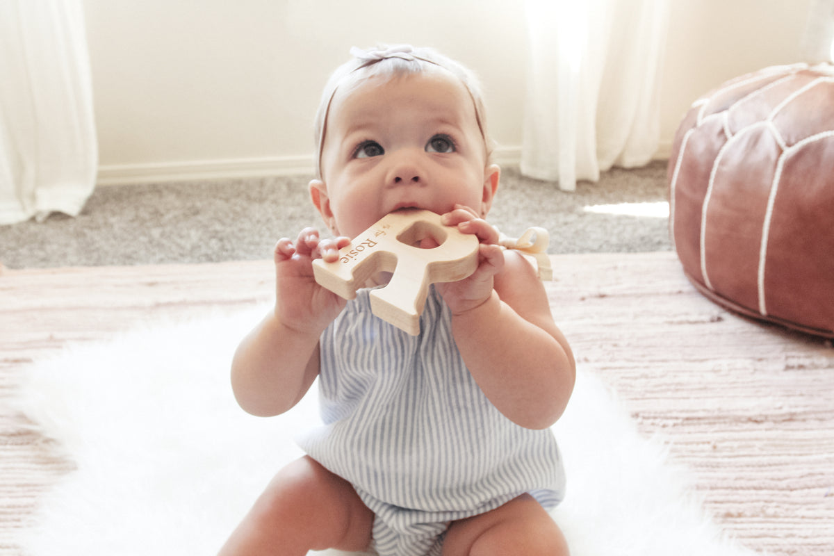 natural teething pain relief personalized baby toy wood teether