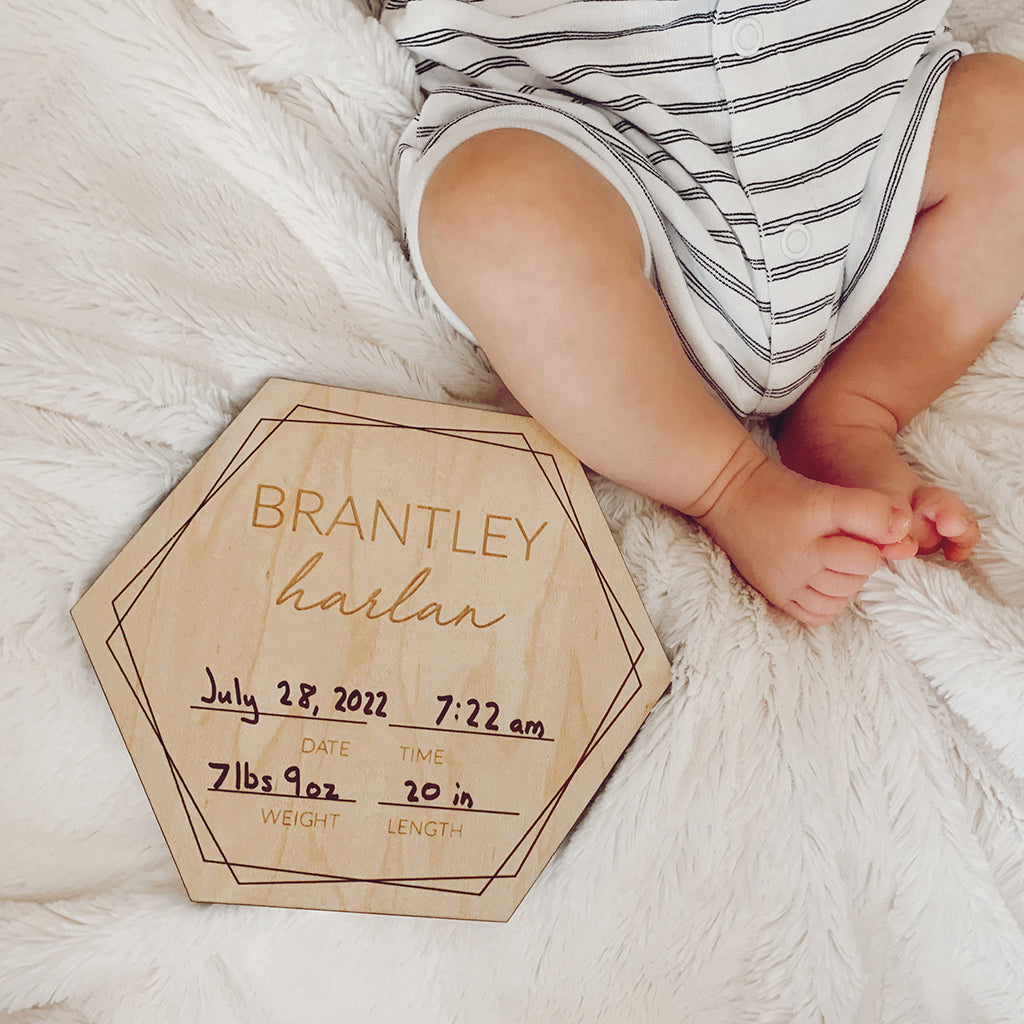 wooden birth announcement sign