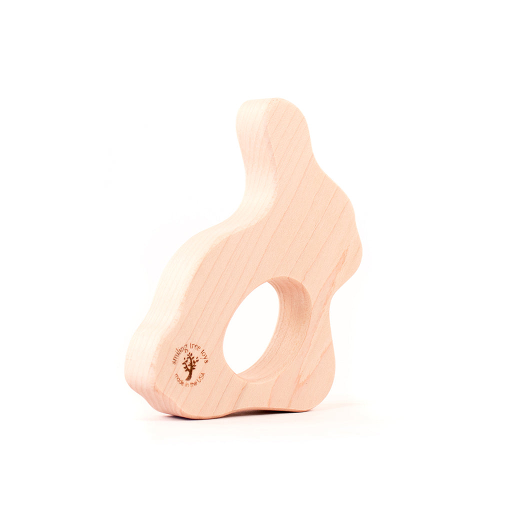baby's first easter basket gift personalized wood teether for baby natural teething pain relief