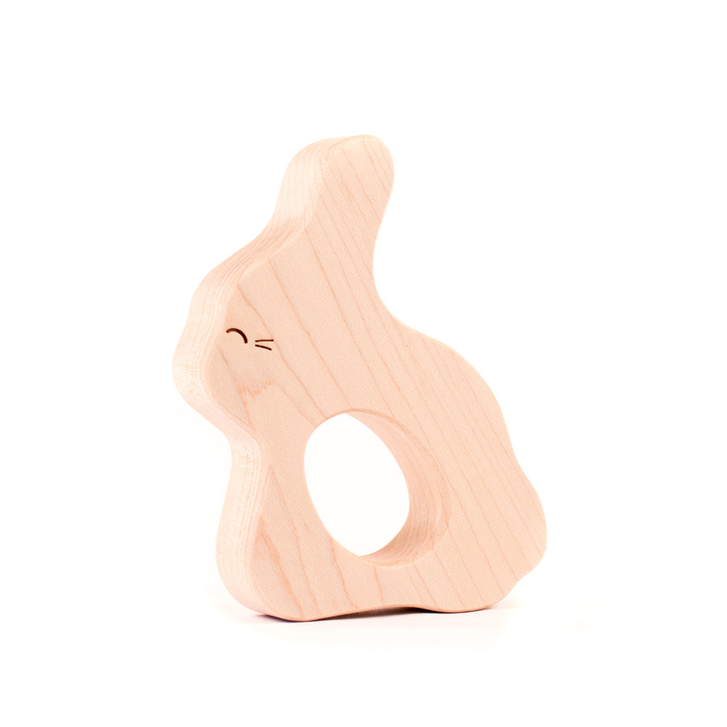 baby's first easter basket gift personalized wood teether for baby natural teething pain relief