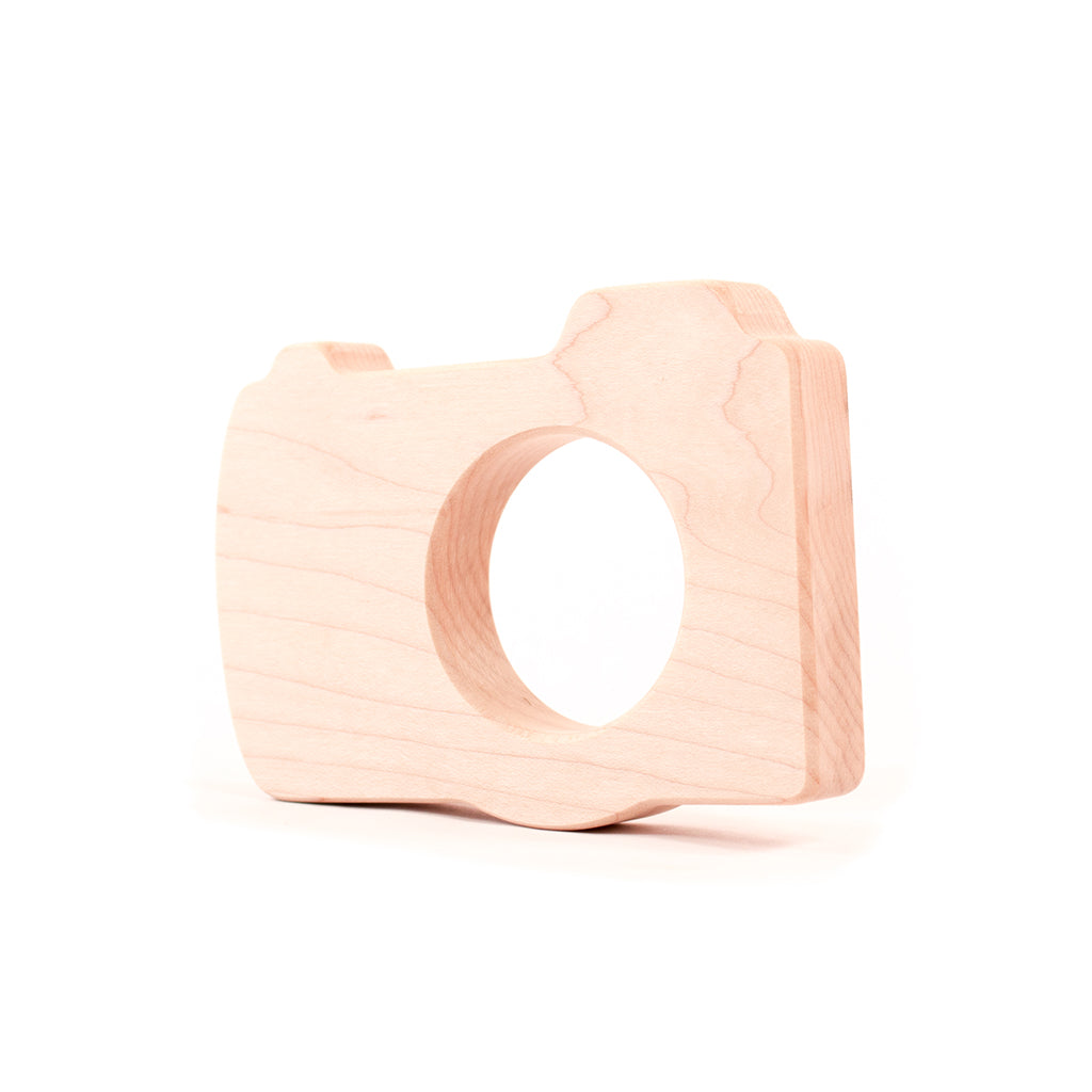 wooden teether for baby camera photographer newborn baby gift