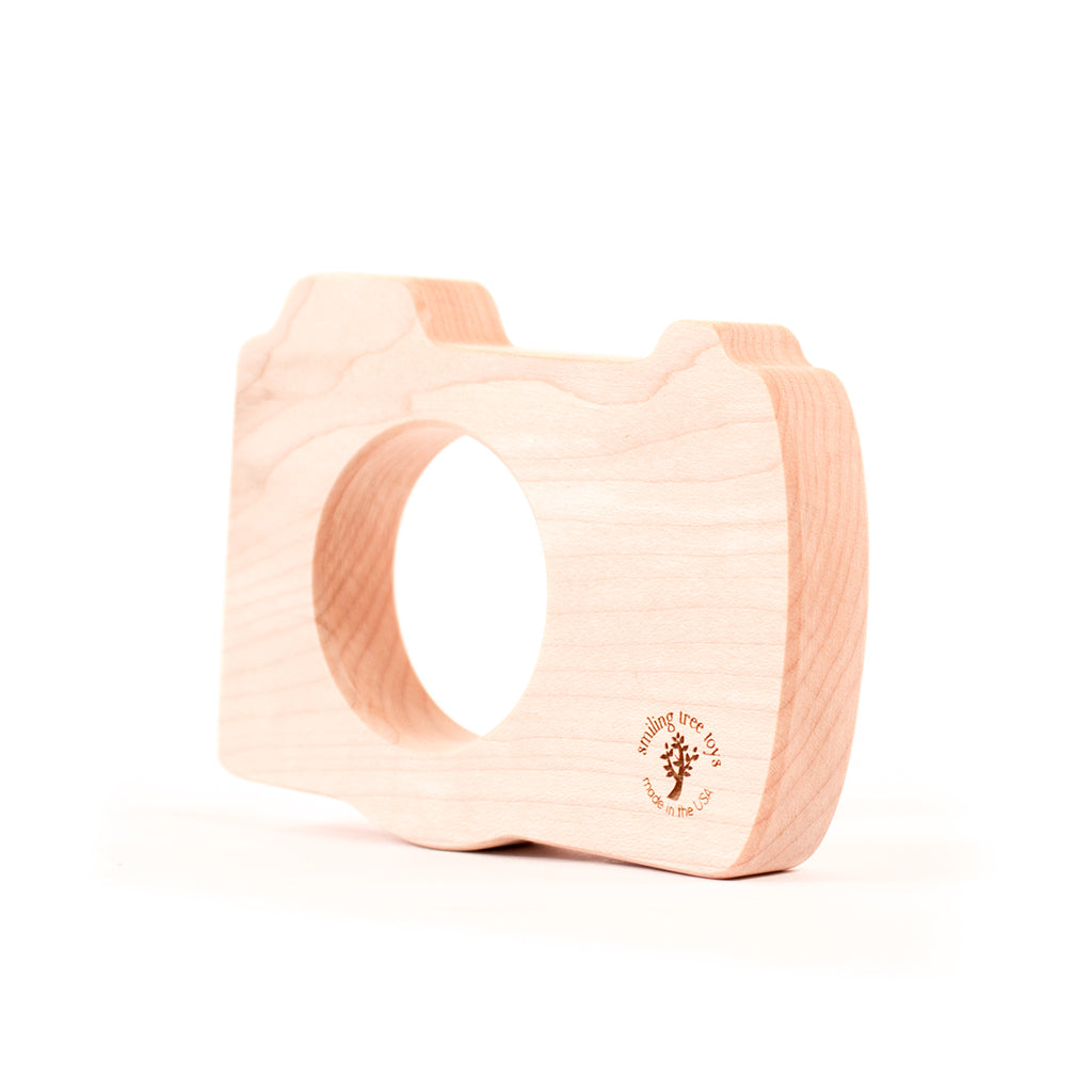 wooden teether for baby camera photographer newborn baby gift