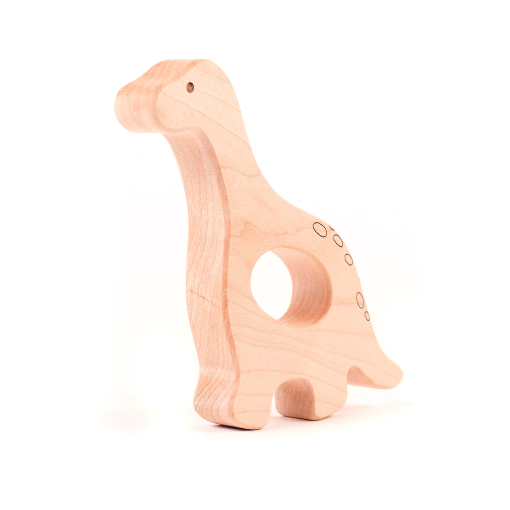 dinosaur wood teethers for baby natural teething pain relief