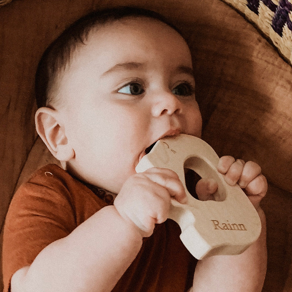 wood teethers for baby natural teething pain relief elephant