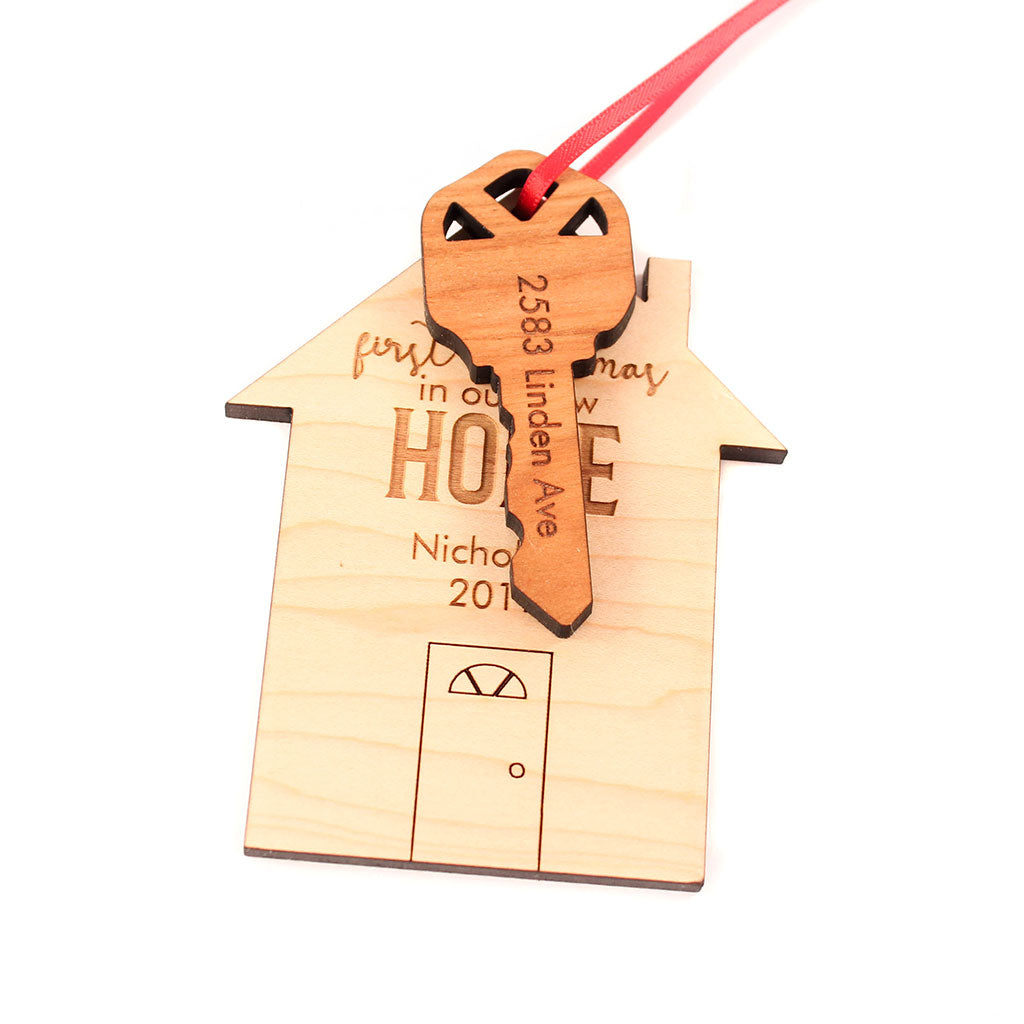 First Christmas in New Home realtor gift personalized wooden christmas ornaments