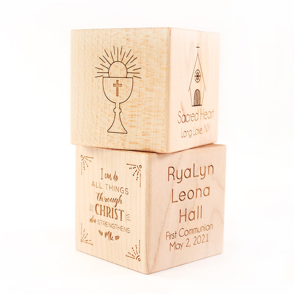Wood Keepsake First Communion Block Unique 1st Communion Gifts