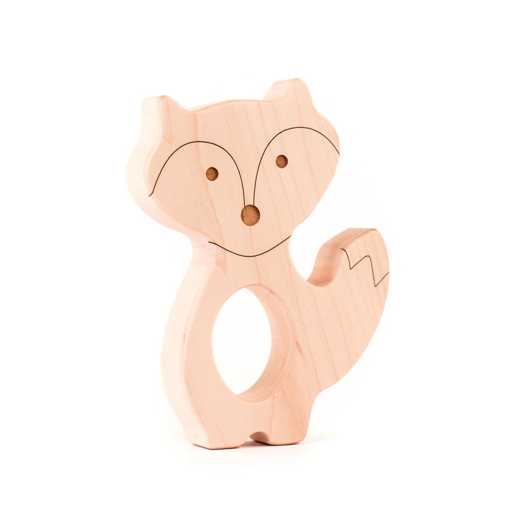 wood teethers for baby natural teething pain relief fox