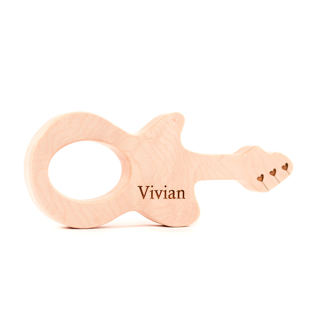wood teether for baby natural teething pain relief music lover musician gift