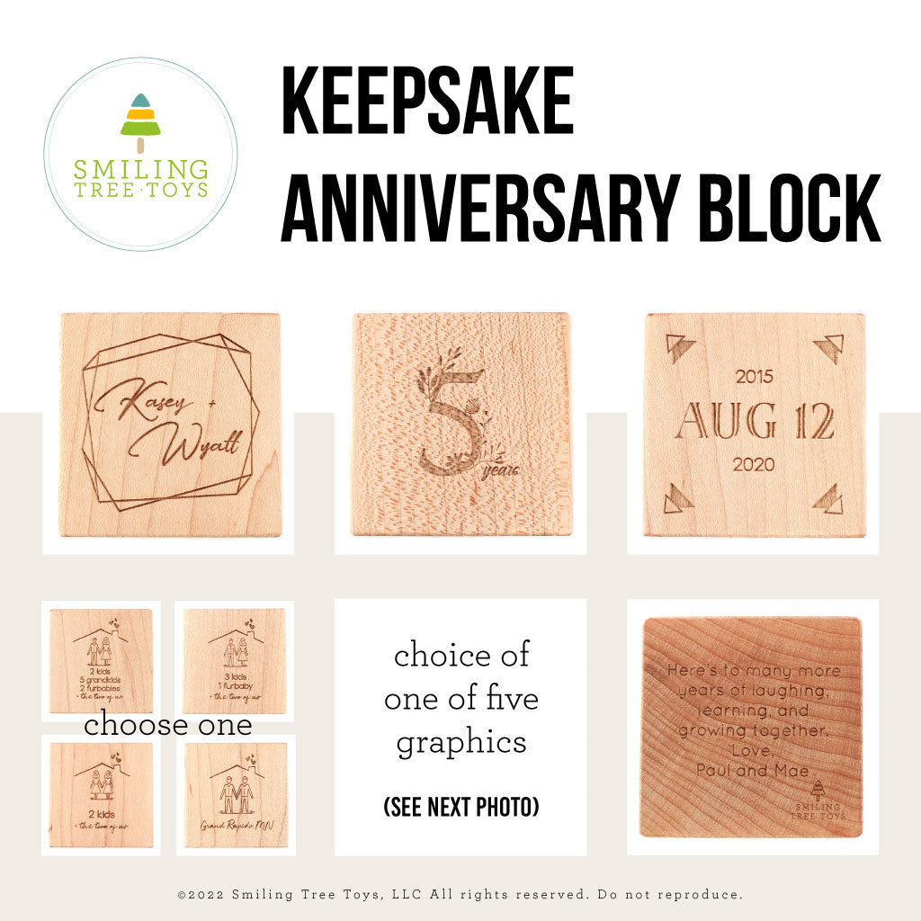 fifth wedding anniversary gift unique personalized wooden keepsake block 5 years marriage husband wife