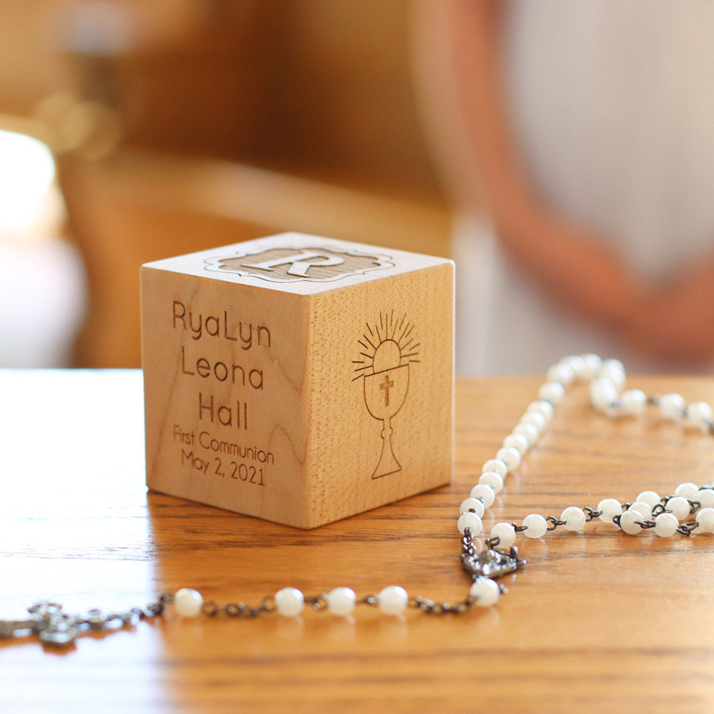 Wood Keepsake First Communion Block Unique 1st Communion Gifts