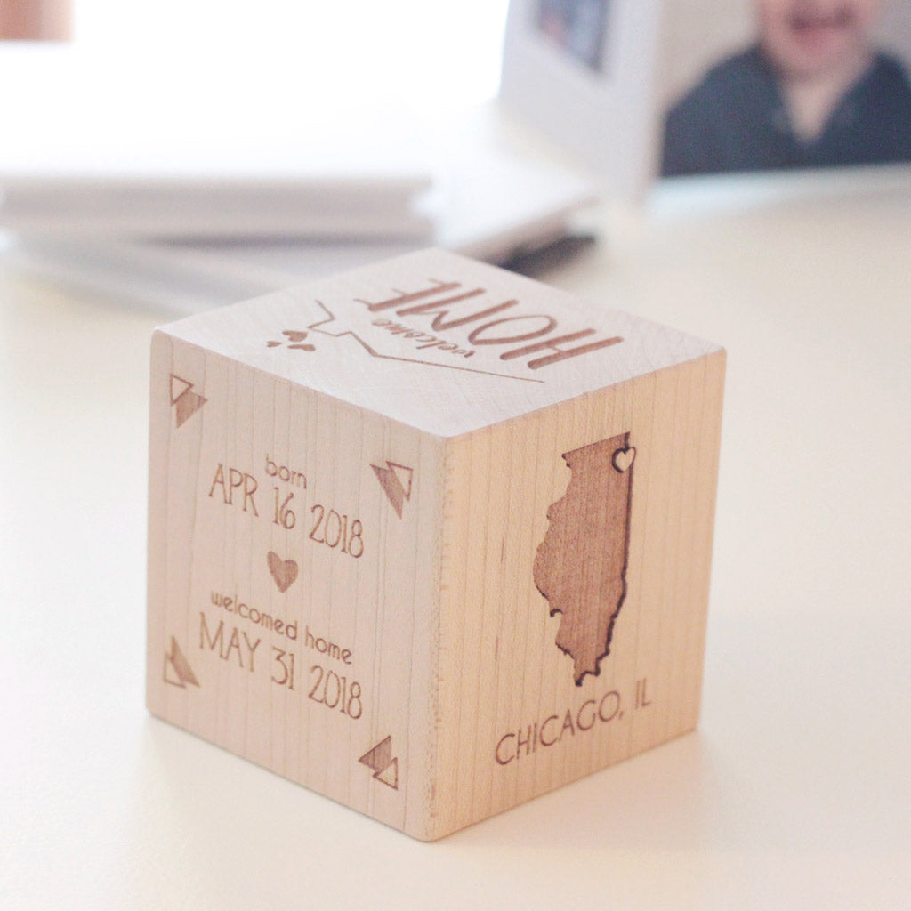 Keepsake Wooden Adoption Block adoption gift ideas for adoption gifts for new baby child Smiling Tree Toys