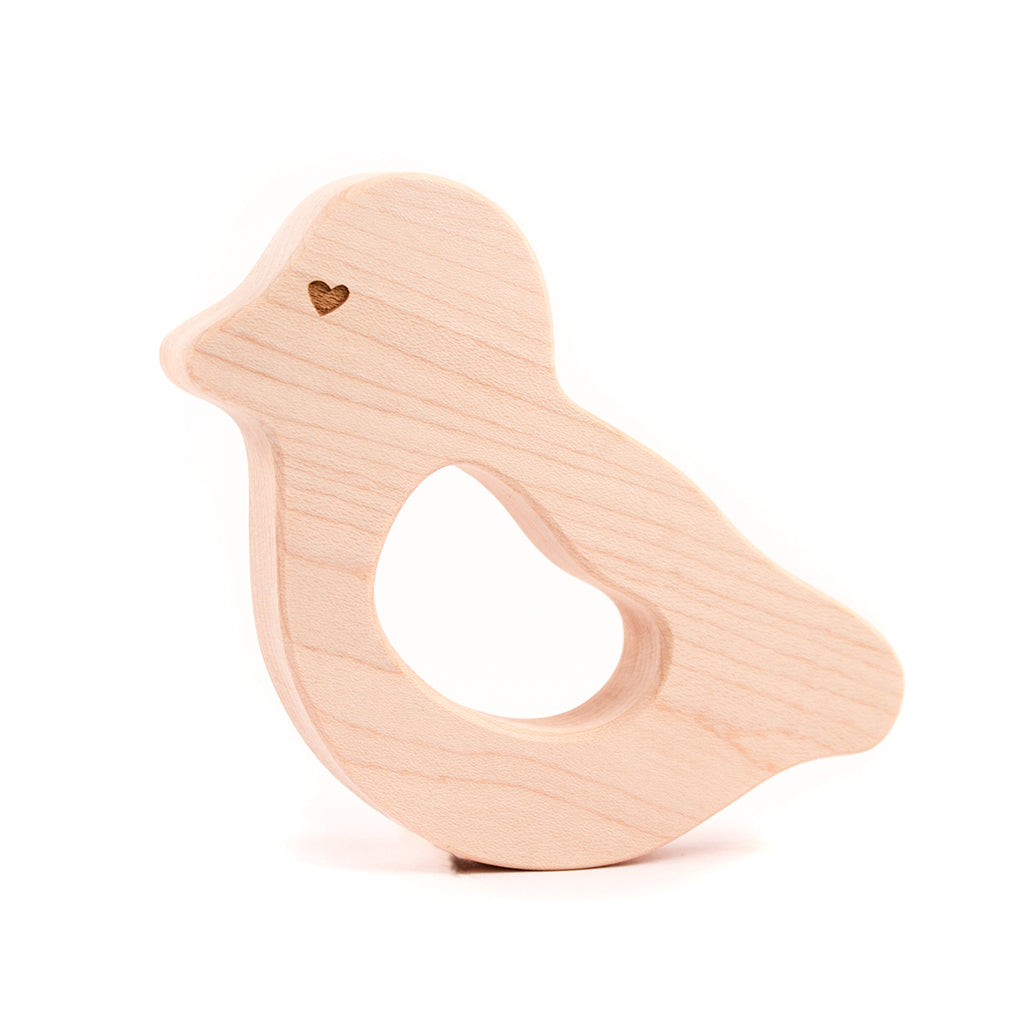 wood teether for baby love bird natural teething pain relief unique baby gift