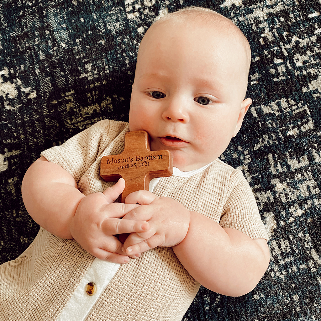 cross rattle wooden rattles for baby baptism gift