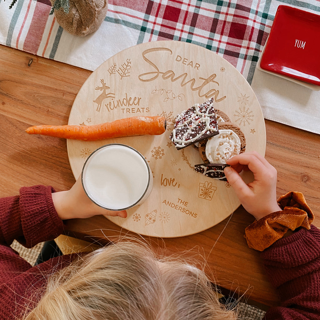 wooden Santa Cookie Plate for Christmas Eve