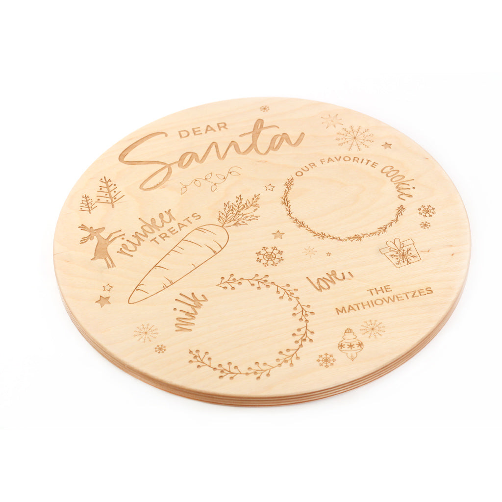 personalized wooden Santa Cookie Plate Smiling Tree Toys