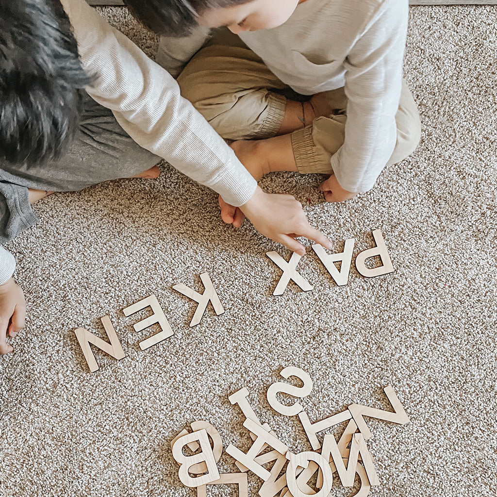 uppercase wooden alphabet letters educational toy for toddler montessori moveable alphabet