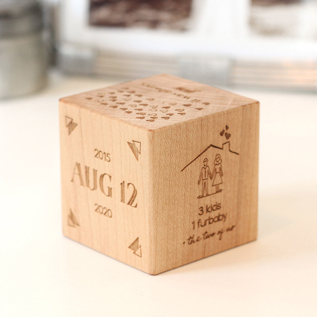 fifth wedding anniversary gift unique personalized wooden keepsake block 5 years marriage husband wife