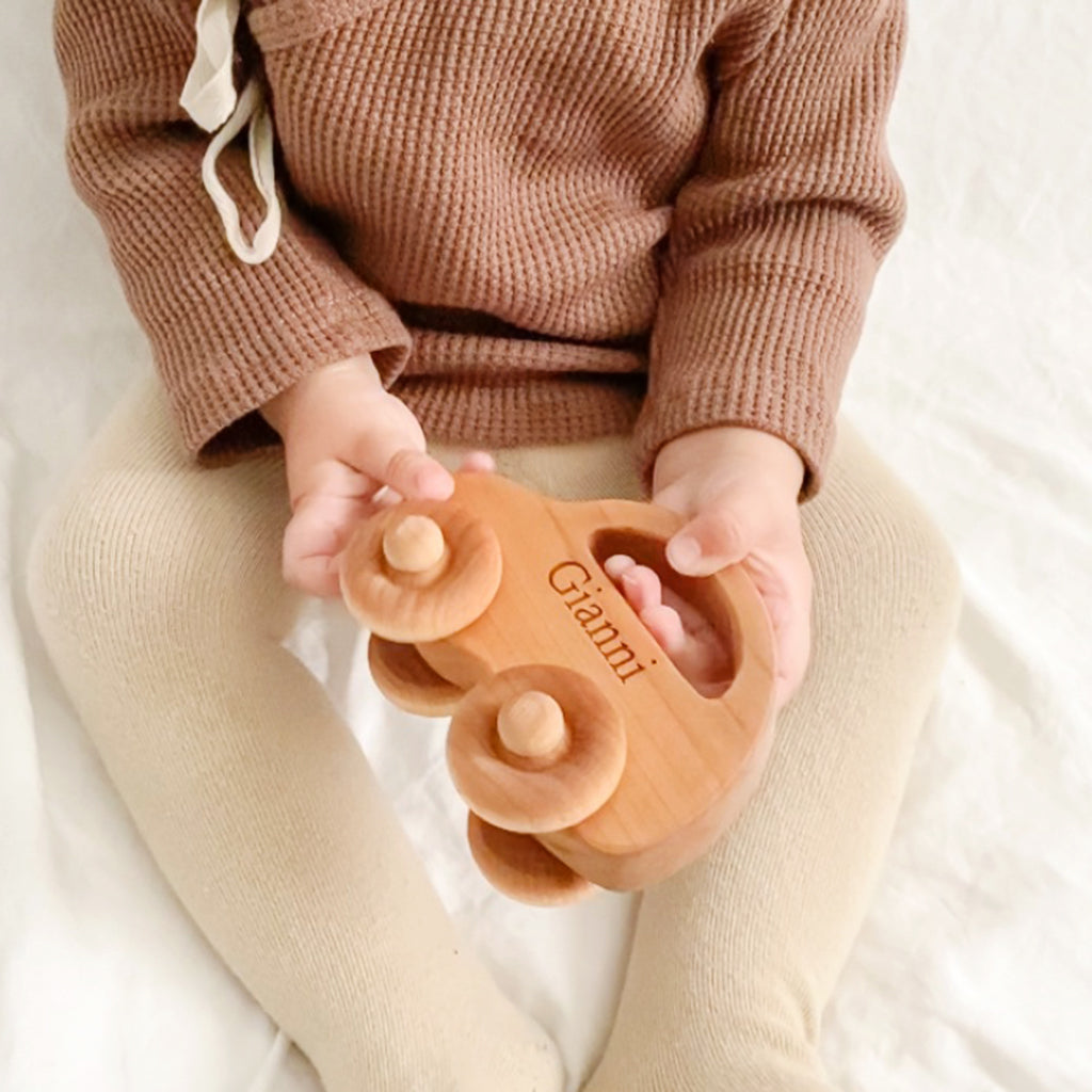 wooden toy car for boys or girls - natural made in the USA