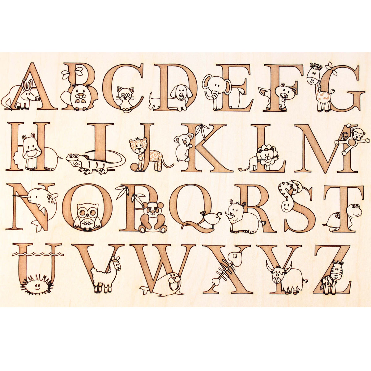 Smiling Tree Toys animal alphabet designs for zipper pulls and blocks