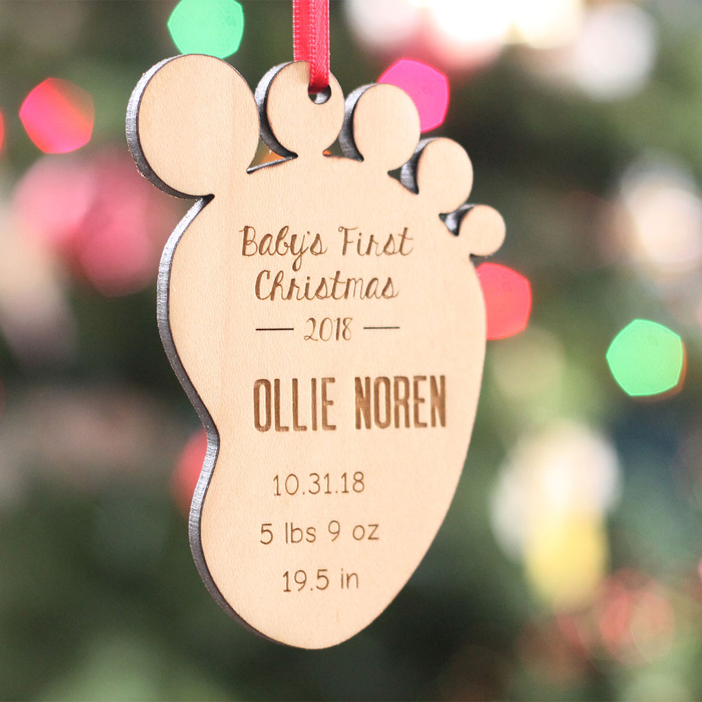 First Christmas wooden holiday ornament for baby
