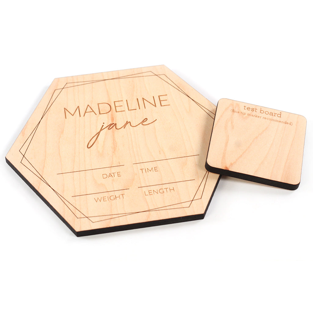 wooden personalized birth announcement sign for photos