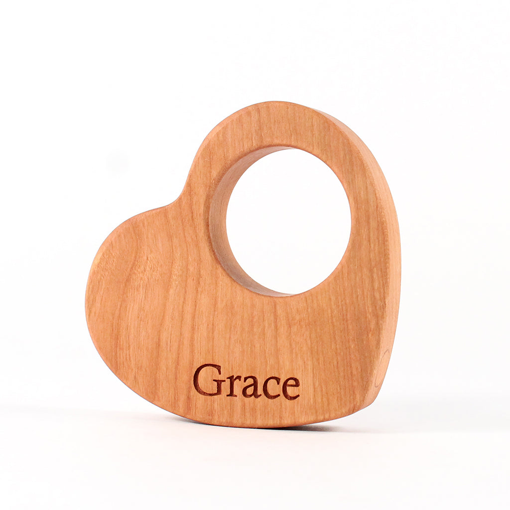 heart wooden rattles personalized newborn gift