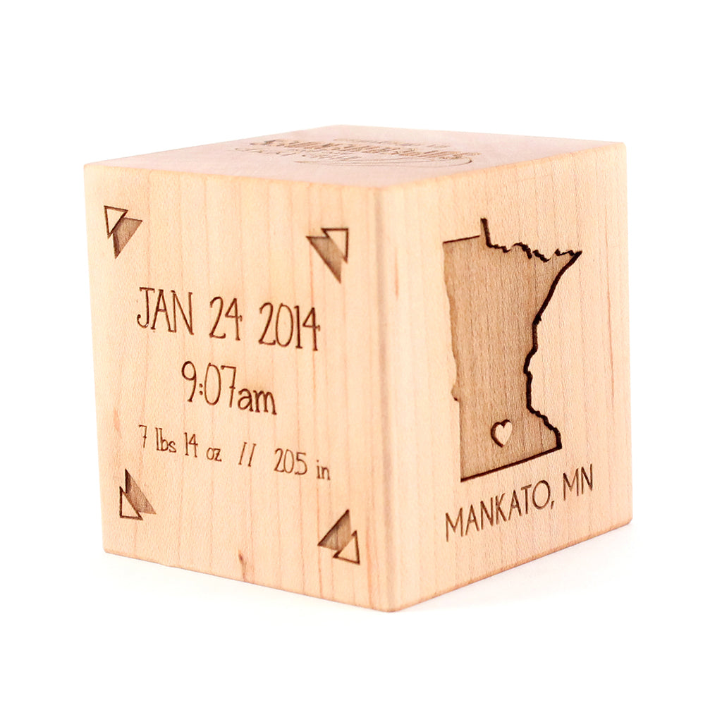 girl and boy birth blocks	personalized baby block Smiling Tree Toys
