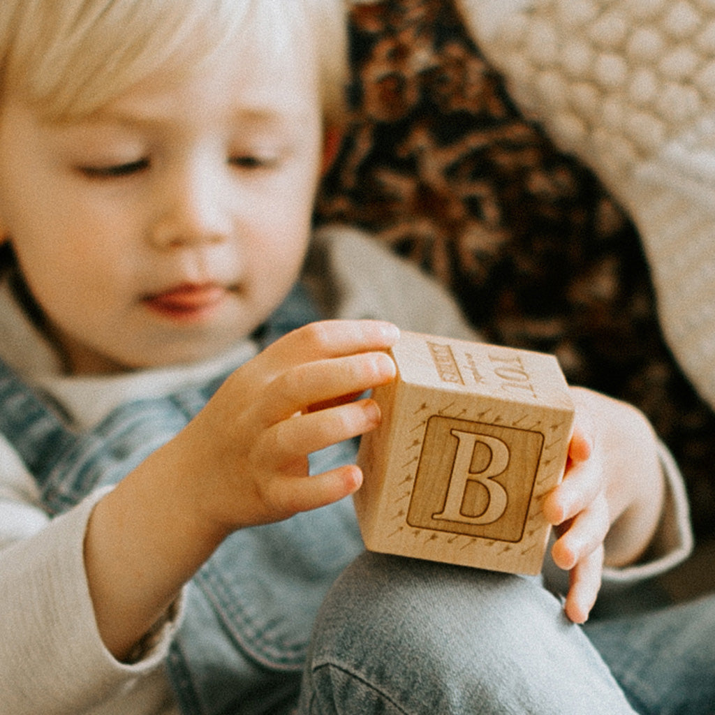 keepsake boys birth block unique baby gift Smiling Tree Toys