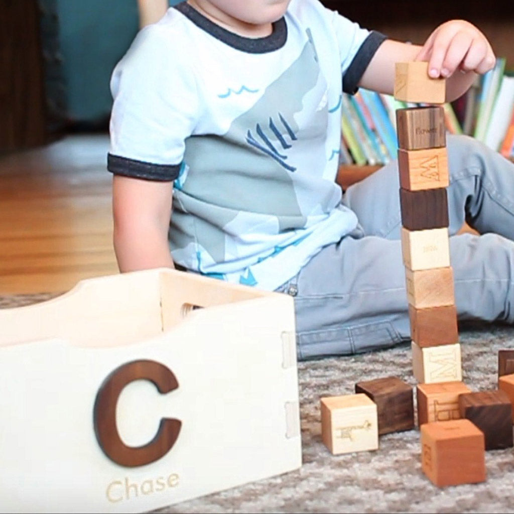wood toy crate wooden alphabet blocks gift toys for kids