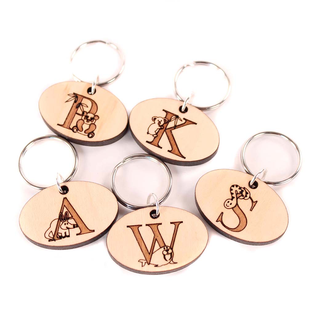 wooden zipper pull charms for kids backpack jacket ID label