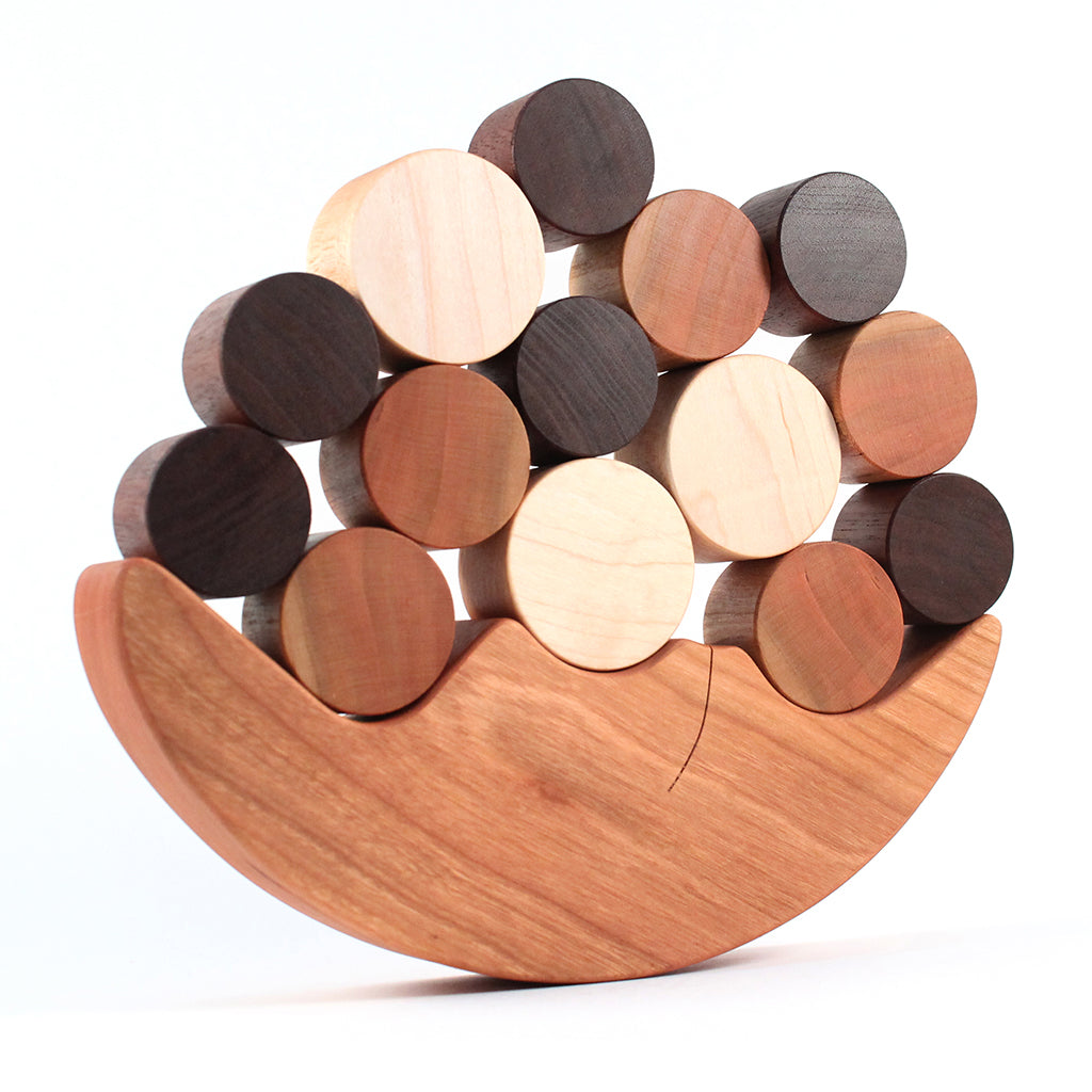 wood Smiling Moon Balancer for toddlers montessori balancing toys 