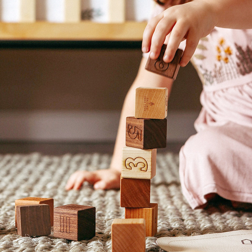 wooden number blocks set educational  toddler toys